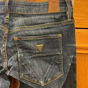 Guess Women's Ultra Low Rise Boot Cut Jeans Size 26 Dark Blue Wash NEW